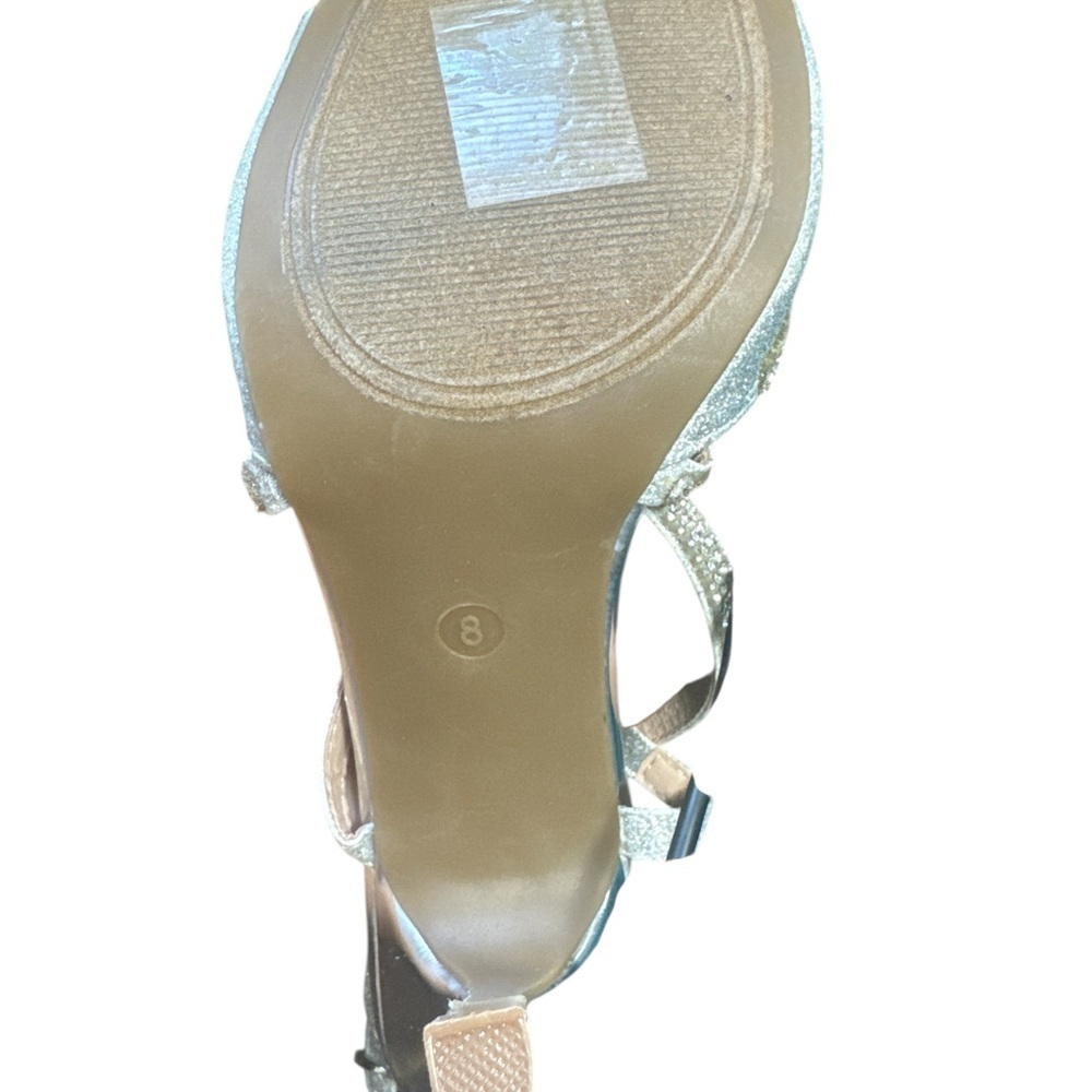 Via Pinky Collection Silver Rhinestone Heels Size 8 Party Sandals - Picture 7 of 7